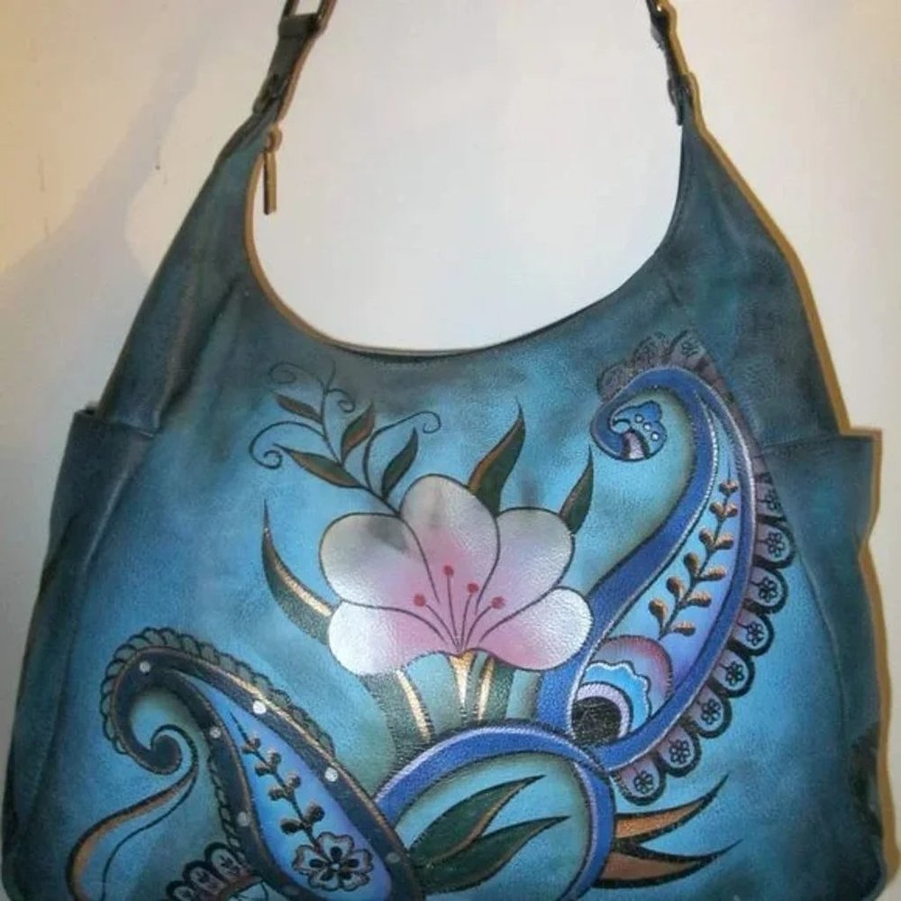 ❤️ANNA by ANUSHKA XL Hobo Purse +Anushka Dustbag Hand Painted Art to Wear
